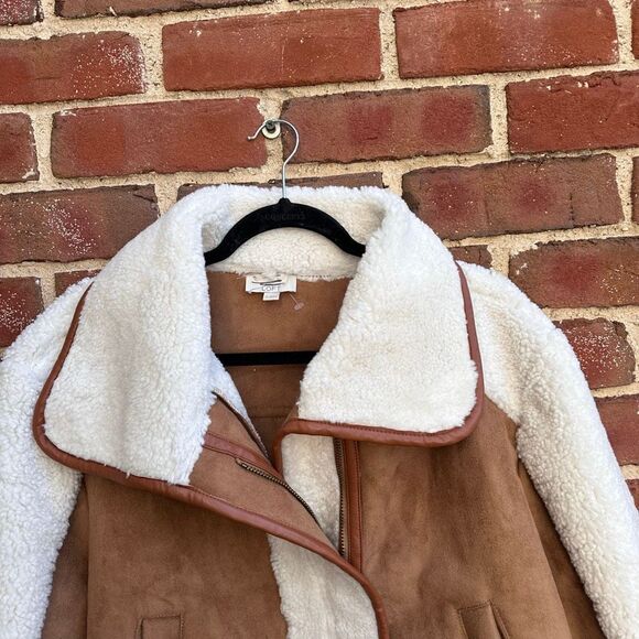 LOFT Brown and Cream Shearling Jacket - Picture 7 of 10